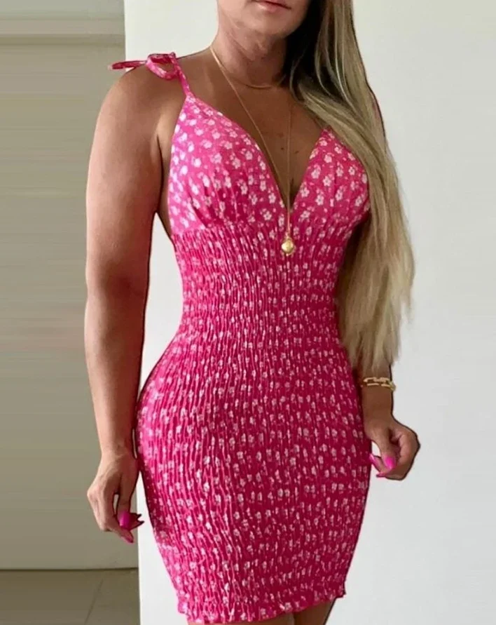 New 2025Summer Casual Elegant Dresses for Women Floral Print Plunge V Neck Spaghetti Strap Dress Sexy Shirred Lace Up Mini Dress
New 2025Summer Casual Elegant Dresses for Women Floral Print Plunge V Neck Spaghetti Strap Dress Sexy Shirred Lace Up Mini Dress