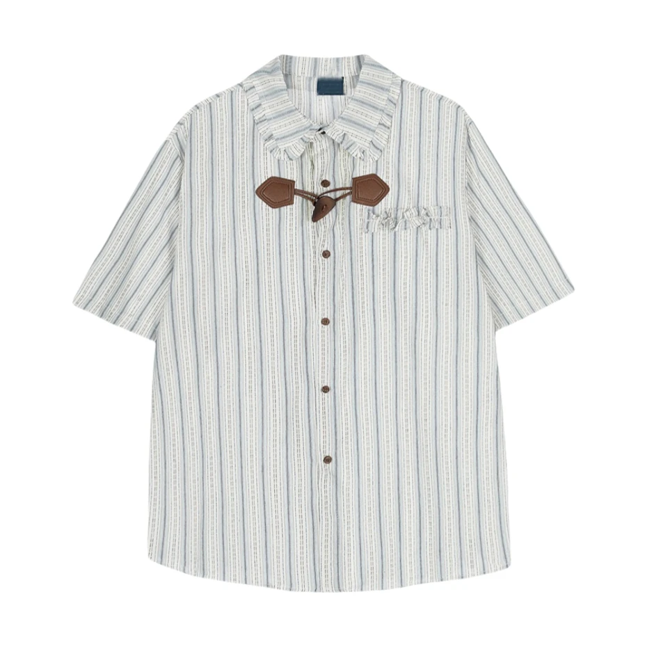 Oversized Mens Striped Shirts Streetwear Hip Hop Short Sleeve Shirt Men Harajuku Vintage Button Decoration Casual Blouse Unisex
Oversized Mens Striped Shirts Streetwear Hip Hop Short Sleeve Shirt Men Harajuku Vintage Button Decoration Casual Blouse Unisex