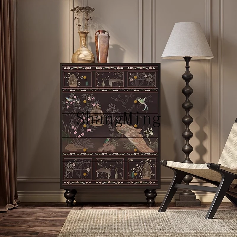 TMJ retro light luxury flower and bird solid wood chest of drawers, household bedroom, high-end entrance cabinet
TMJ retro light luxury flower and bird solid wood chest of drawers, household bedroom, high-end entrance cabinet