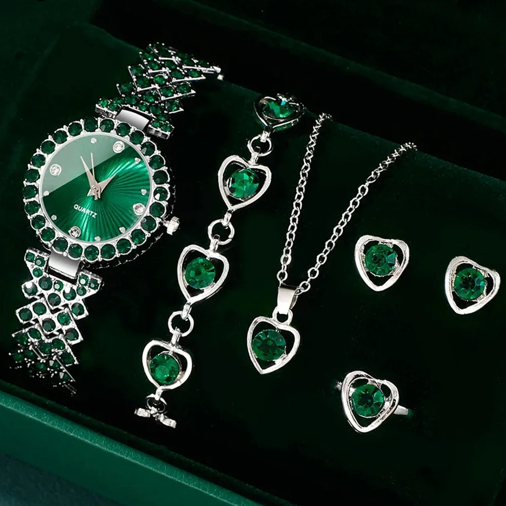 Women Fashion Watches Heart Rhinestone Ring Necklace Earring Jewelry Set Luxury Dress Quartz WristWatch Simple Elegant Watch Gif
Women Fashion Watches Heart Rhinestone Ring Necklace Earring Jewelry Set Luxury Dress Quartz WristWatch Simple Elegant Watch Gif