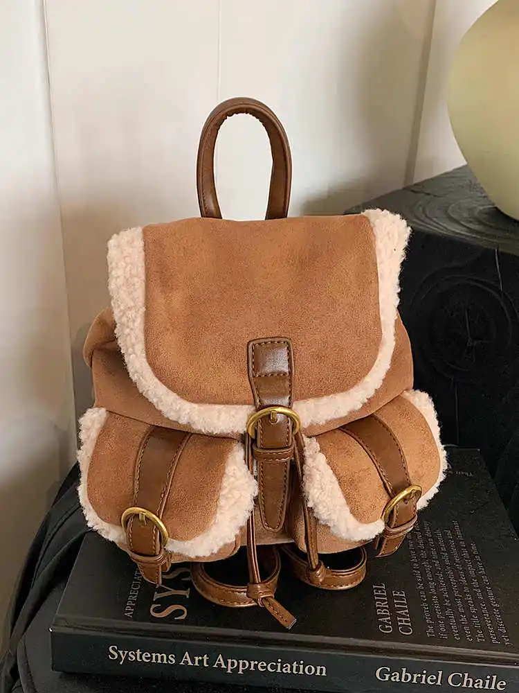 Vintage Suede Spliced Backpack Women New Fashion Niche Design Lamb Wool Commute Handbags Casual Trend Travel Shoulders Bags
Vintage Suede Spliced Backpack Women New Fashion Niche Design Lamb Wool Commute Handbags Casual Trend Travel Shoulders Bags