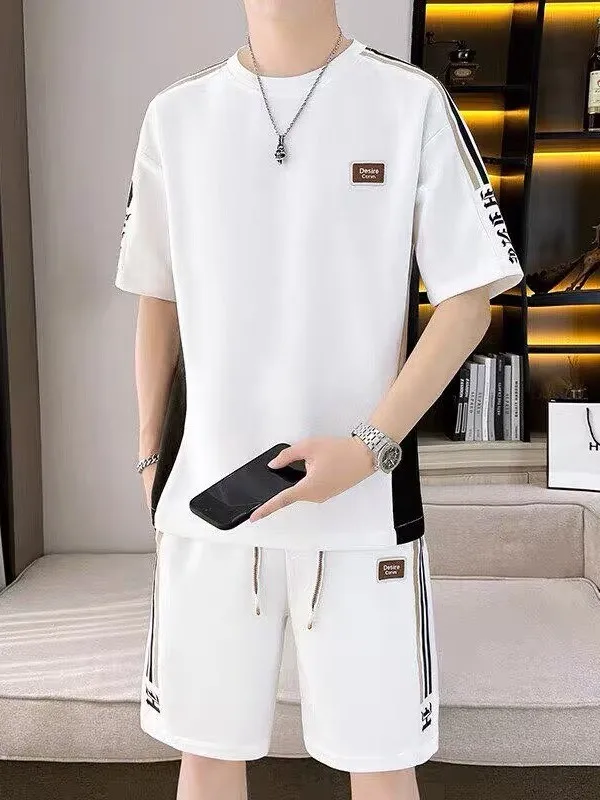 Casual Sportswear Set for Men Summer Running Short Sleeve Shorts Two-Piece Teenager Cool Handsome Outfit T-Shirt And Pants
Casual Sportswear Set for Men Summer Running Short Sleeve Shorts Two-Piece Teenager Cool Handsome Outfit T-Shirt And Pants