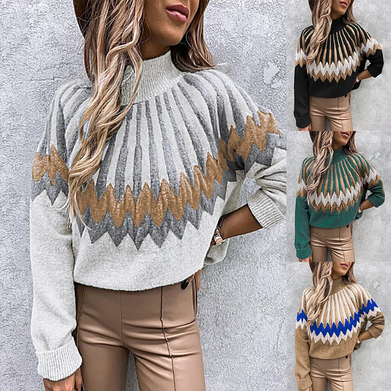 Women Turtleneck Long Lantern Sleeve Floral Print Loose Sweater Tops Autumn Winter Pullovers
Women Turtleneck Long Lantern Sleeve Floral Print Loose Sweater Tops Autumn Winter Pullovers