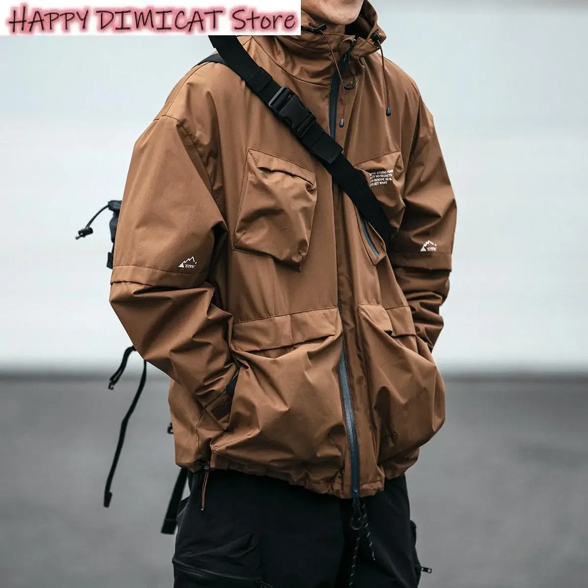Loose Functional Work Coat for Men, Waterproof Hooded Windbreaker, Harajuku Jacket, American Clothing, High Quality, Outdoor
Loose Functional Work Coat for Men, Waterproof Hooded Windbreaker, Harajuku Jacket, American Clothing, High Quality, Outdoor