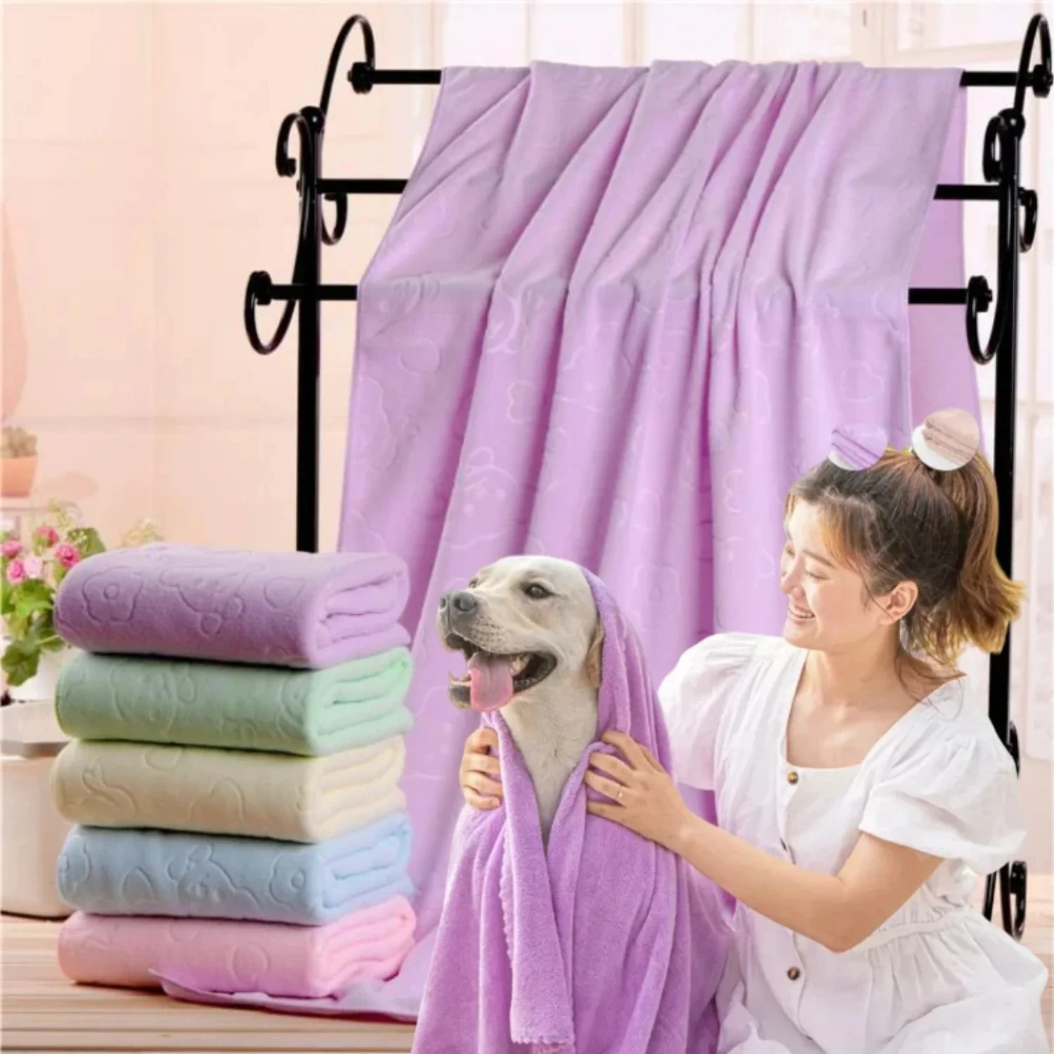 Golden Retriever Teddy Pet Supplies - Ultra Absorbent and Durable 140X70CM Large Microfiber Pet Bath Towel for Dogs
Golden Retriever Teddy Pet Supplies - Ultra Absorbent and Durable 140X70CM Large Microfiber Pet Bath Towel for Dogs