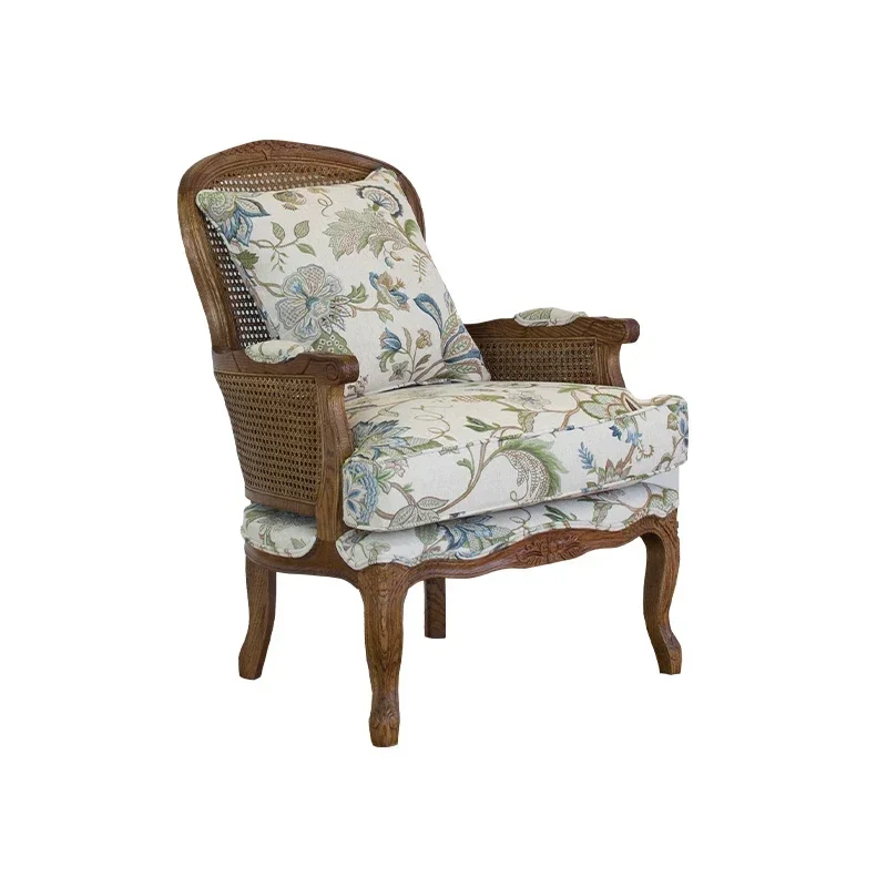 American Country Solid Wood Jacquard Cailco Single-Seat Sofa Chair Vintage Rattan Armrest Balcony Leisure Chair Dragon Chair
American Country Solid Wood Jacquard Cailco Single-Seat Sofa Chair Vintage Rattan Armrest Balcony Leisure Chair Dragon Chair