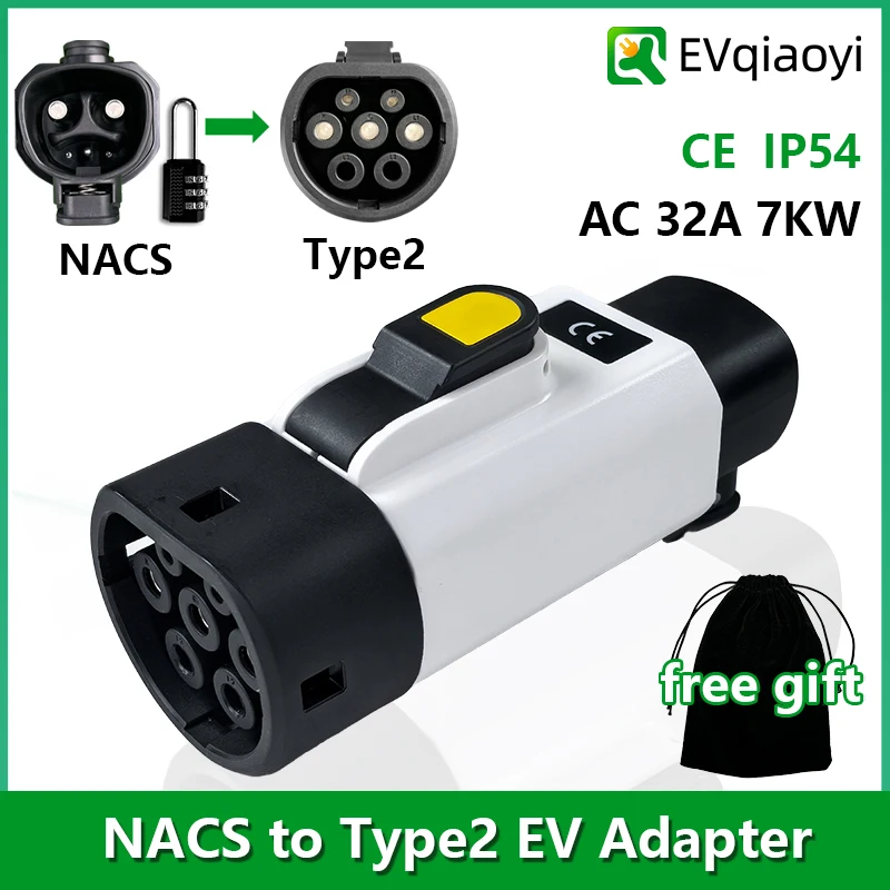 EVqiaoyi NACS to Type2 EV Adapter 32A 7KW от Tesla Pile to Type2 EV Charging Converter для автомобилей стандарта ЕС
EVqiaoyi NACS to Type2 EV Adapter 32A 7KW от Tesla Pile to Type2 EV Charging Converter для автомобилей стандарта ЕС