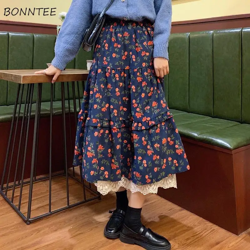 Skirts Women Floral Lace Patchwork A-line Chic All-match Trendy Streetwear Literary Vintage Big-swing Mid-length Spring Mujer
Skirts Women Floral Lace Patchwork A-line Chic All-match Trendy Streetwear Literary Vintage Big-swing Mid-length Spring Mujer