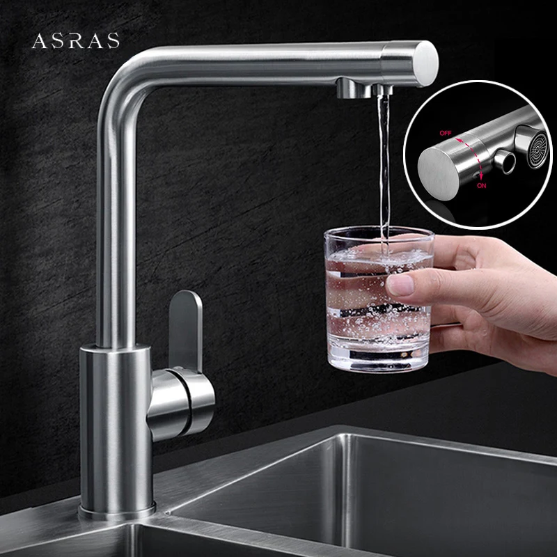 ASRAS New Brushed Kitchen Sink Faucet 304 Stainless Steel Hot And Cold Water Filter Drinking Water Kitchen Faucet
ASRAS New Brushed Kitchen Sink Faucet 304 Stainless Steel Hot And Cold Water Filter Drinking Water Kitchen Faucet