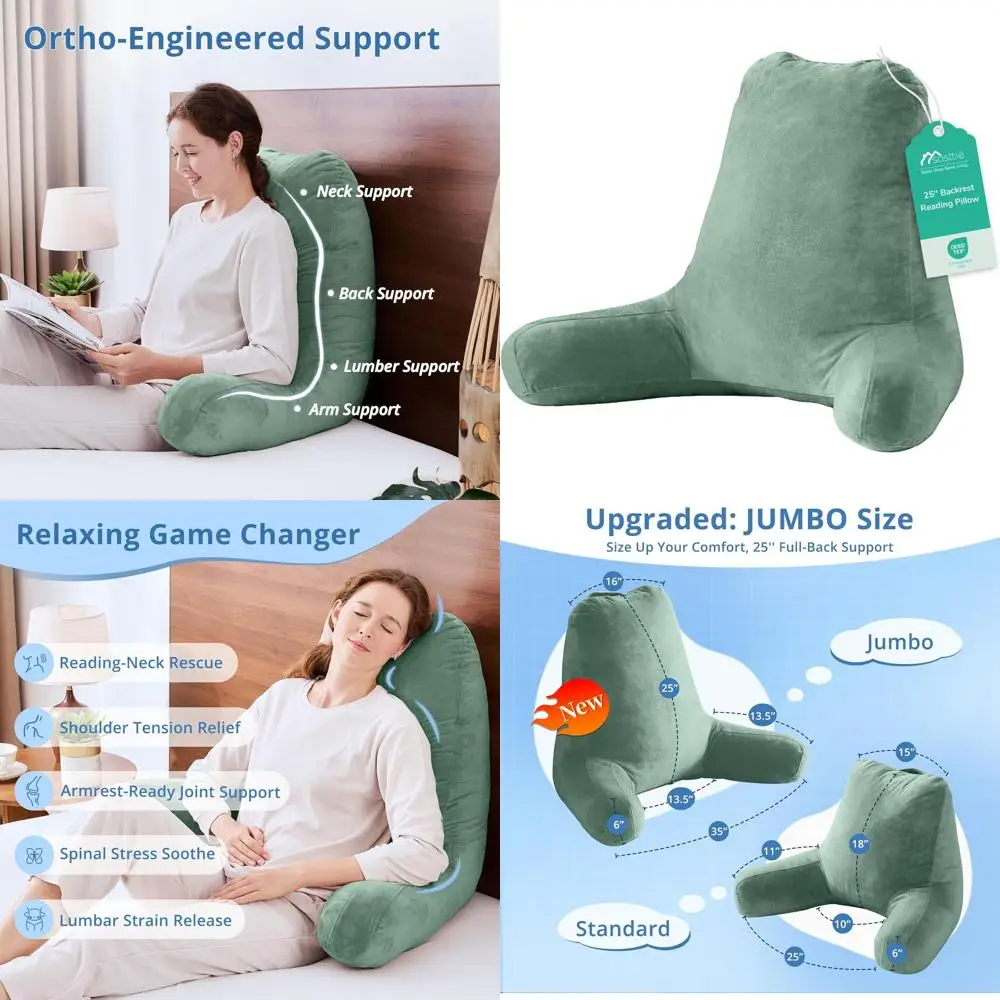 Jumbo Velvet Reading Pillow with High Back Support for Adults, XL Cushion for Bed, Couch, or Floor, Oeko-Tex Certified, Green
Jumbo Velvet Reading Pillow with High Back Support for Adults, XL Cushion for Bed, Couch, or Floor, Oeko-Tex Certified, Green