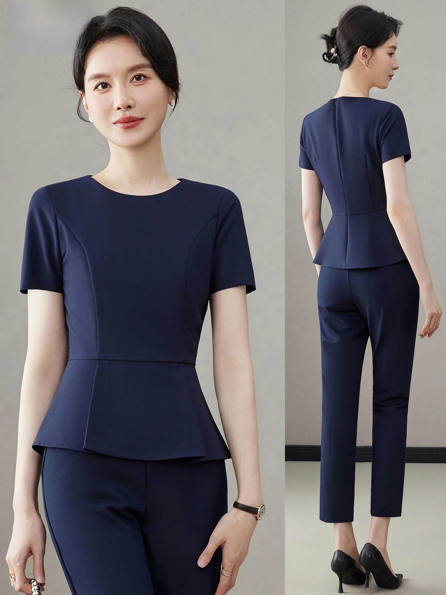 Slim Fit Professional Suit Set for Women Summer Thin Waist-Cinching Hotel Front Desk Reception Beauty Salon Work Uniform
Slim Fit Professional Suit Set for Women Summer Thin Waist-Cinching Hotel Front Desk Reception Beauty Salon Work Uniform