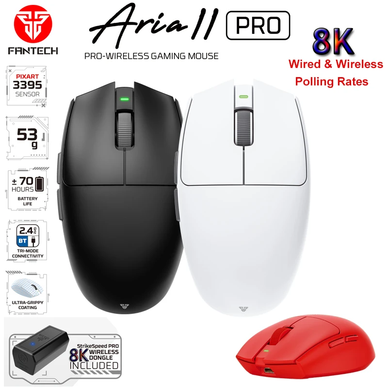 FANTECH Aria ll PRO XD7V2 Professional Gaming Mouse PIXAT3395 4K 8K 650IPS Tri-Mode Ultralight 2.4G Wireless Mice For PC Laptop
FANTECH Aria ll PRO XD7V2 Professional Gaming Mouse PIXAT3395 4K 8K 650IPS Tri-Mode Ultralight 2.4G Wireless Mice For PC Laptop