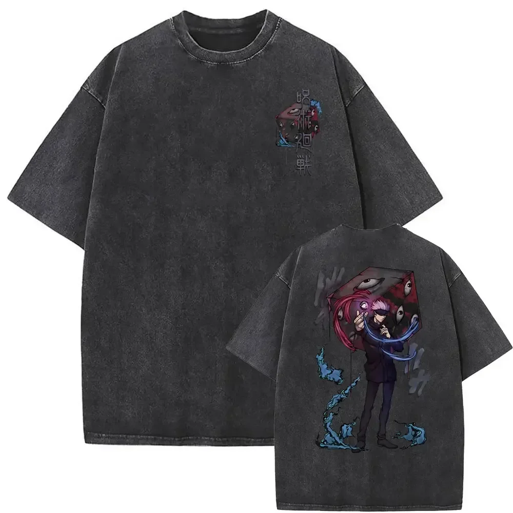 Washed Vintage Men Women Anime Jujutsu Kaisen Gojo Satoru Double Sided Print T-shirt Male Manga Fashion Trend T Shirt Streetwear
Washed Vintage Men Women Anime Jujutsu Kaisen Gojo Satoru Double Sided Print T-shirt Male Manga Fashion Trend T Shirt Streetwear