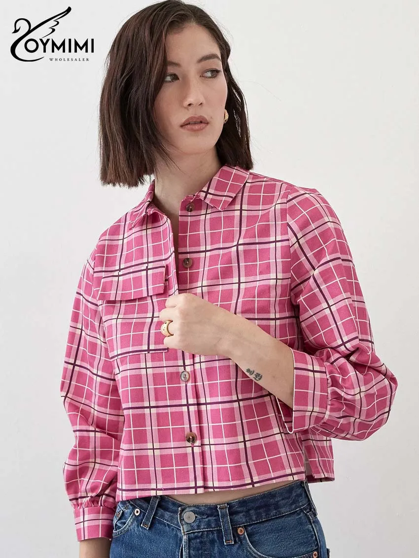 Oymimi Casual Pink Print Women's Shirt Fashion Lapel Wrist Sleeve Single Breasted Blouses Elegant Pockets Slim Shirts Streetwear
Oymimi Casual Pink Print Women's Shirt Fashion Lapel Wrist Sleeve Single Breasted Blouses Elegant Pockets Slim Shirts Streetwear