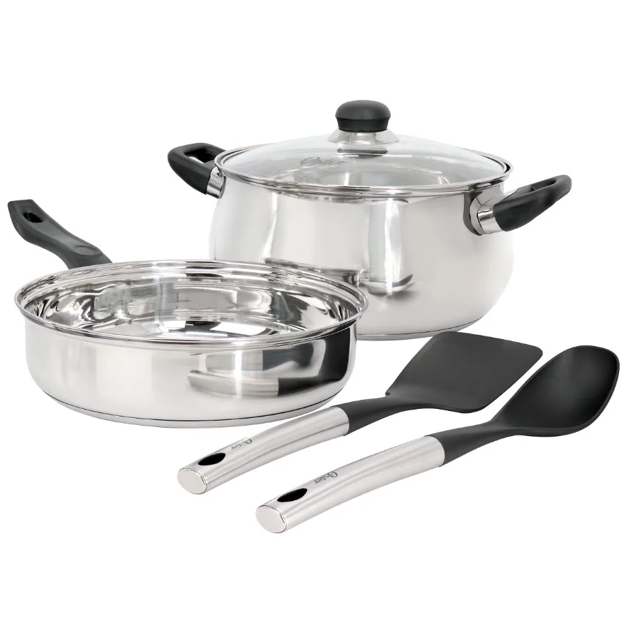 Rametto 5 Piece Belly Shaped Stainless Steel Cookware Set in Silver
Rametto 5 Piece Belly Shaped Stainless Steel Cookware Set in Silver