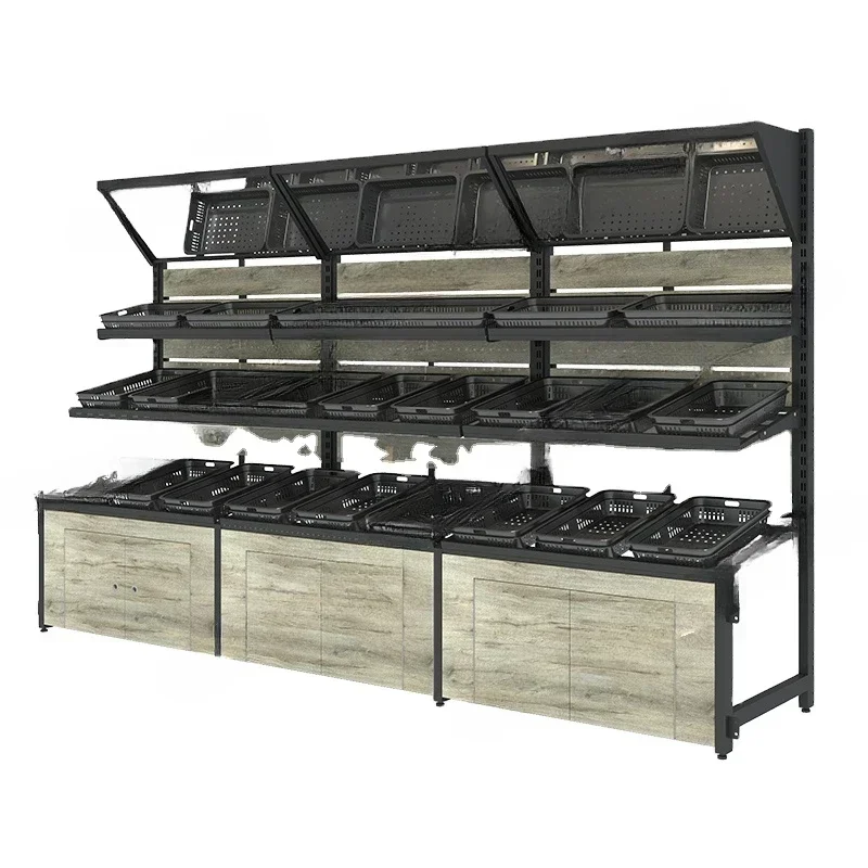 China Multi-functional New Product Floor Stand Vegetable And Fruit Rack For Supermarket Shelf Wooden Rack With Baskets
China Multi-functional New Product Floor Stand Vegetable And Fruit Rack For Supermarket Shelf Wooden Rack With Baskets