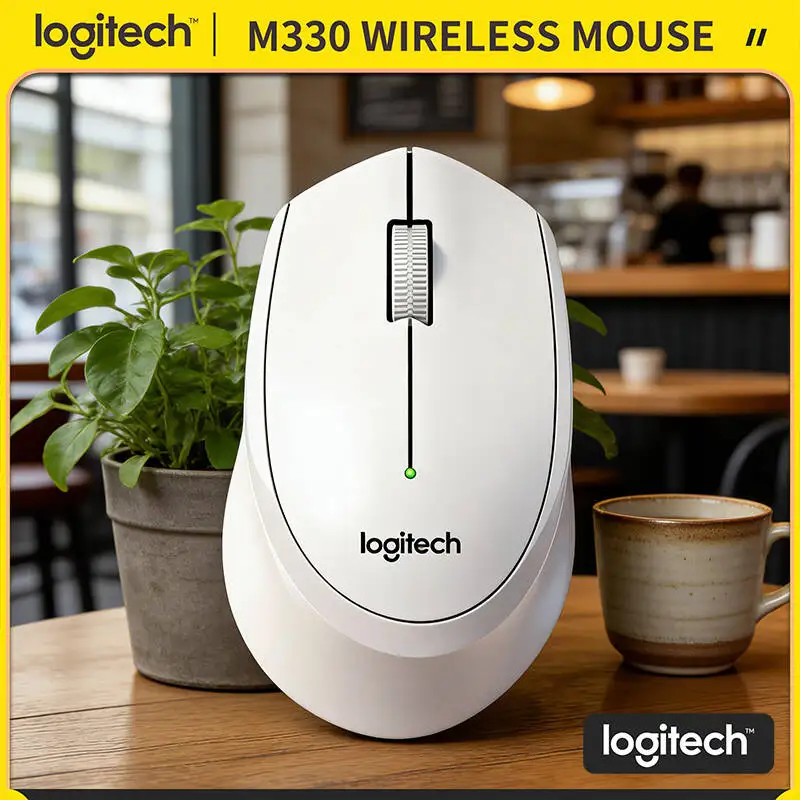 Logitech M330 Wireless Mouse Silent Click 2.4G USB Receiver Ergonomic Grip Long Battery for PC Mac Linux Home Office