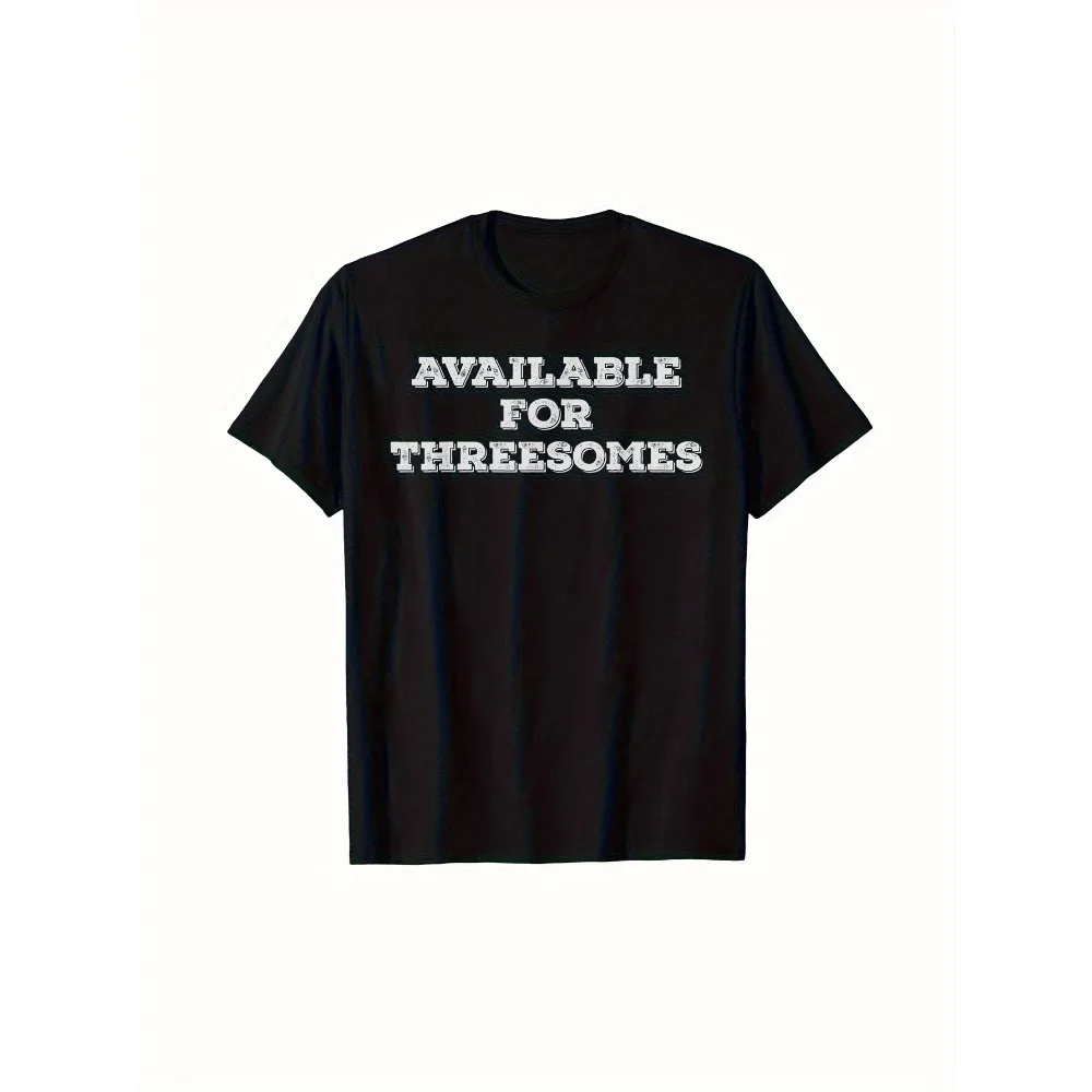 Men'S Retro "Available for Threesomes" Graphic T-Shirt - Black with Print, Round Neck Short Sleeve Casual Tee for Adult
Men'S Retro "Available for Threesomes" Graphic T-Shirt - Black with Print, Round Neck Short Sleeve Casual Tee for Adult