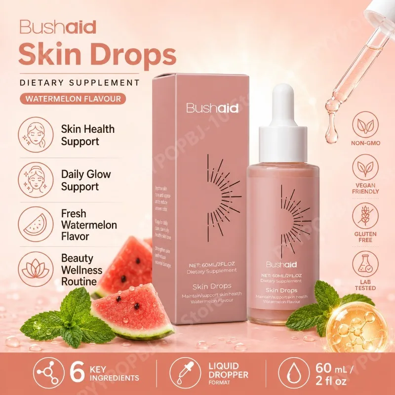 Bushaid Skin Wellness Drops with Watermelon Extract Vitamin B1 Daily Beauty Support Watermelon Flavor 60ml
Bushaid Skin Wellness Drops with Watermelon Extract Vitamin B1 Daily Beauty Support Watermelon Flavor 60ml