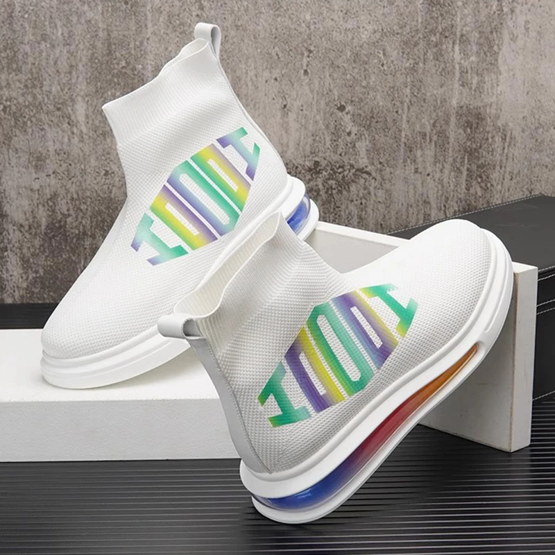 Air cushion high top fashion shoes Men's breathable socks shoes men's mesh shoes height-raising ankle boots A11
Air cushion high top fashion shoes Men's breathable socks shoes men's mesh shoes height-raising ankle boots A11