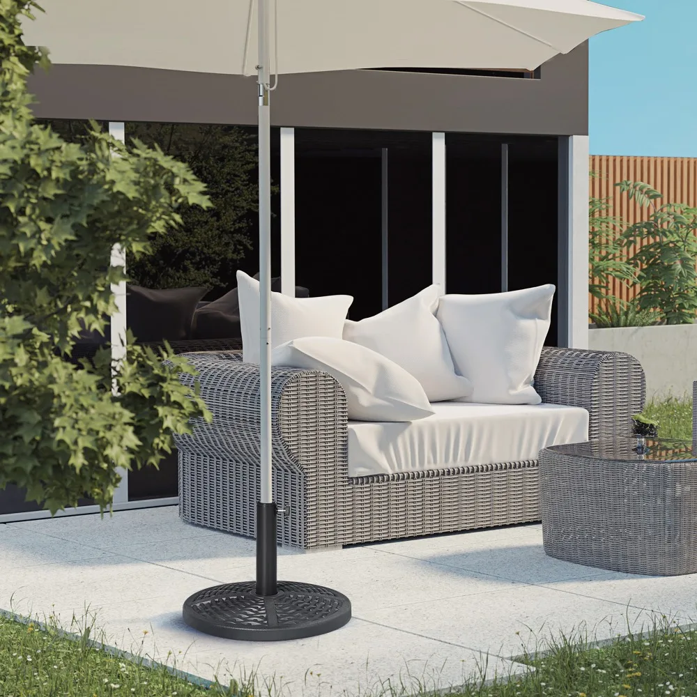 21 lbs. Market Umbrella Base Holder 18" Heavy Duty Round Parasol Stand with Rattan Design for Patio, Black
21 lbs. Market Umbrella Base Holder 18" Heavy Duty Round Parasol Stand with Rattan Design for Patio, Black