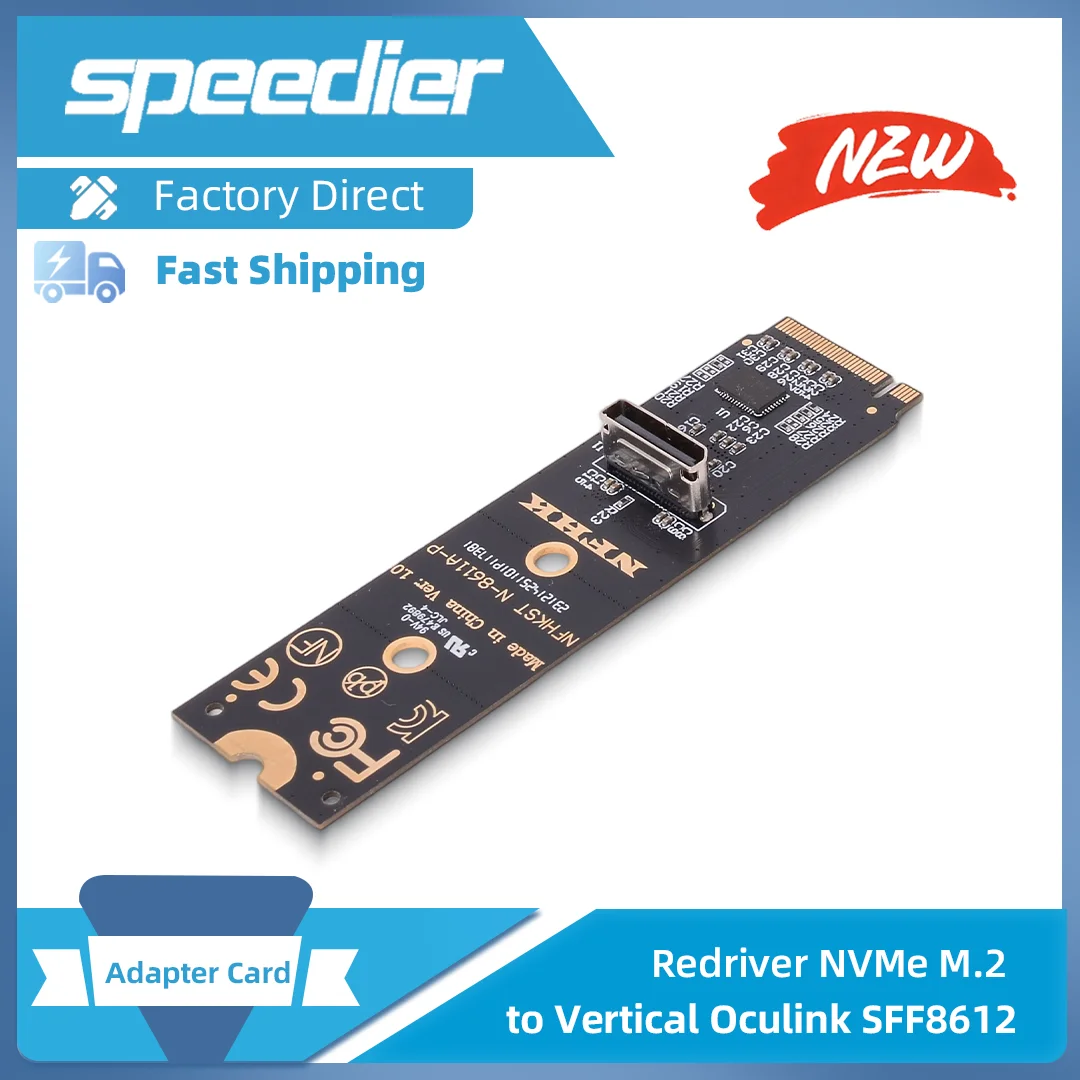 Карта-адаптер NVMe на OCuLink, M.2 M-Key на SFF-8612 (гнездо), конвертер-усилитель сигнала, 90 градусов
Карта-адаптер NVMe на OCuLink, M.2 M-Key на SFF-8612 (гнездо), конвертер-усилитель сигнала, 90 градусов