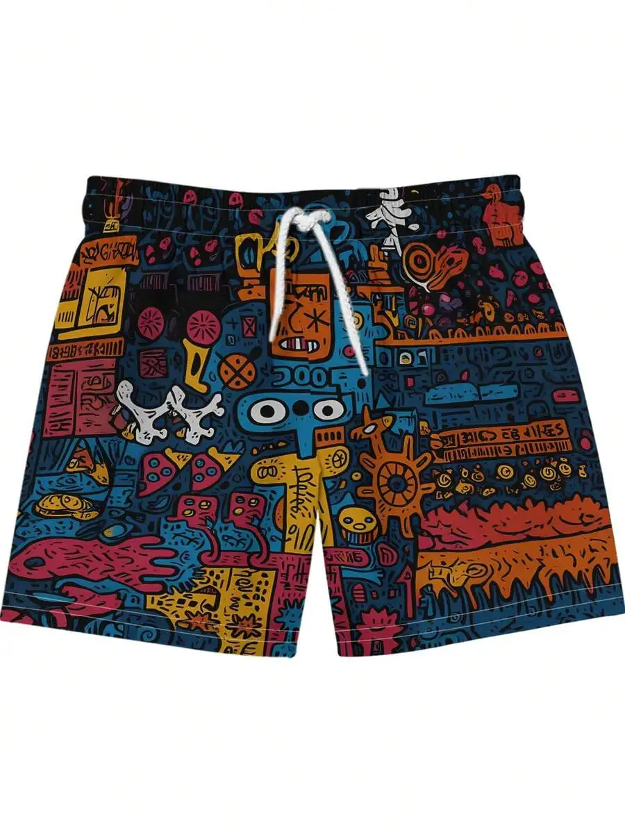Mens Beach Shorts With 3D Digital Print Casual Drawstring Swim Trunks
Mens Beach Shorts With 3D Digital Print Casual Drawstring Swim Trunks