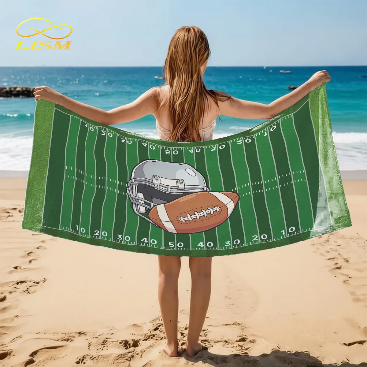 LISM 1pc Football Beach Towel-Oversized, Absorbent Microfiber, Quick Dry, Ideal for Travel, Swimming, Surfing Bath Towel
LISM 1pc Football Beach Towel-Oversized, Absorbent Microfiber, Quick Dry, Ideal for Travel, Swimming, Surfing Bath Towel