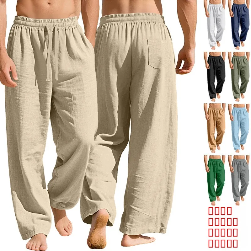 Men's Linen Casual Sports Pants Loose Fit with kets Dstring Color Trendy Busin Trousers Straight Leg mid Waist
Men's Linen Casual Sports Pants Loose Fit with kets Dstring Color Trendy Busin Trousers Straight Leg mid Waist