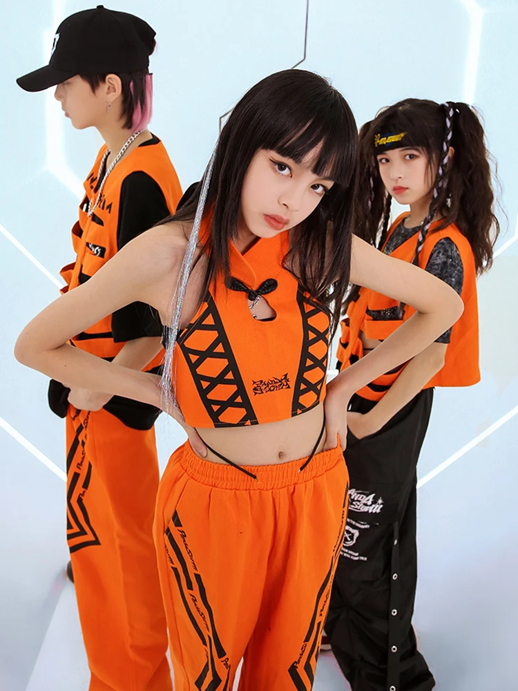 2025 Kids Hip Hop Clothing Orange Vest Pants Suit Girls Jazz Performance Costume Modern Dance Clothes Fashion Stage Wear
2025 Kids Hip Hop Clothing Orange Vest Pants Suit Girls Jazz Performance Costume Modern Dance Clothes Fashion Stage Wear