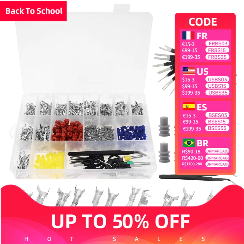 720Pcs Car Electrical Wire Terminal Pins Connectors Kit,1/1.5/1.8/2.2/2.8/3.5mm Male & Female Pin Connector Crimp Pins Terminal
720Pcs Car Electrical Wire Terminal Pins Connectors Kit,1/1.5/1.8/2.2/2.8/3.5mm Male & Female Pin Connector Crimp Pins Terminal