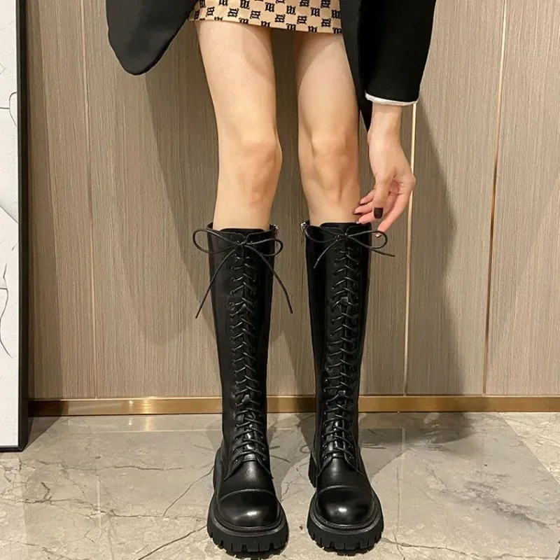 Knee High Shaft Shoes Woman With Laces Platform Lace-up Hot Large Size Warm Designer Luxury Work Boot Pu 39 Long Boots for Women
Knee High Shaft Shoes Woman With Laces Platform Lace-up Hot Large Size Warm Designer Luxury Work Boot Pu 39 Long Boots for Women