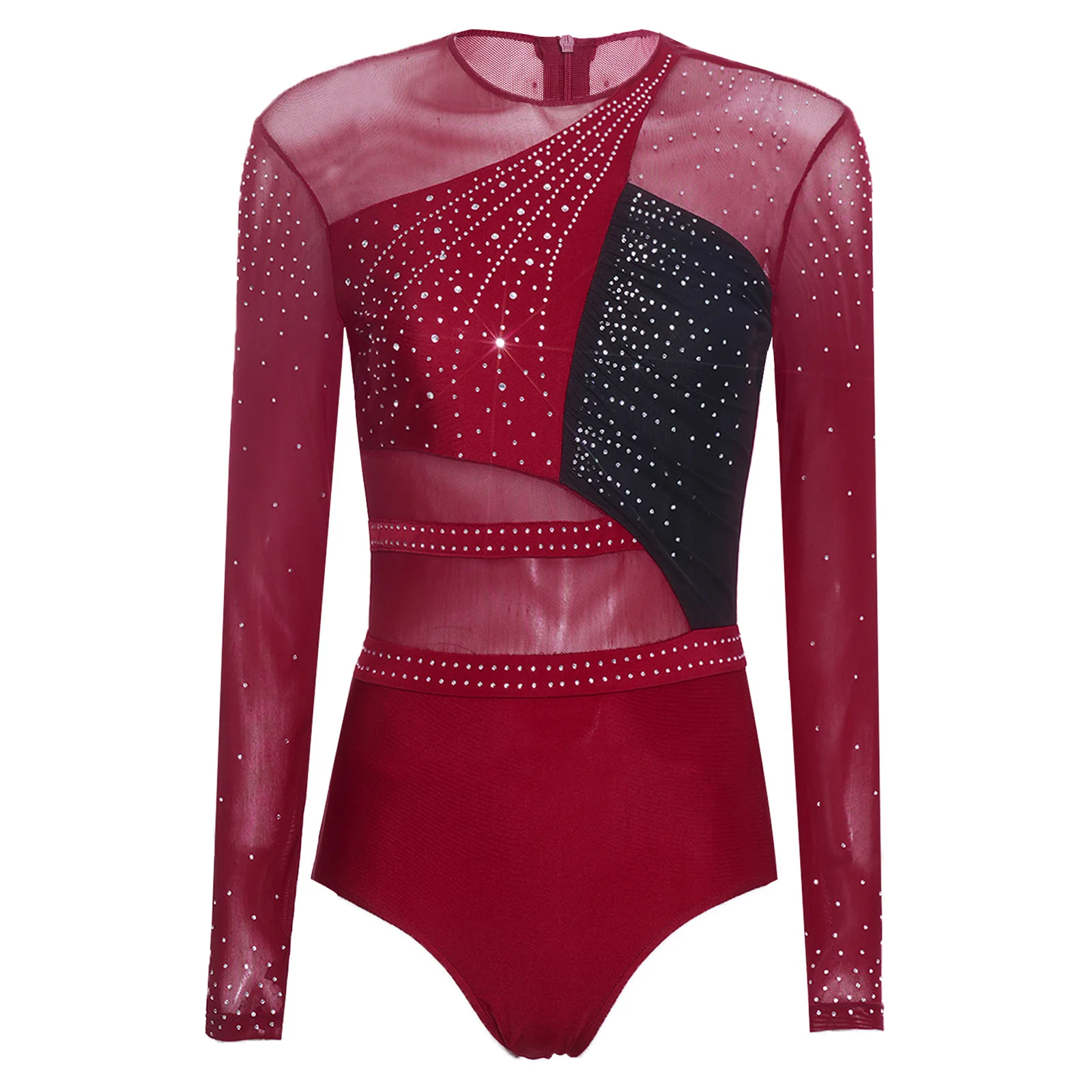 Women Figure Ice Skating Performance Leotard Jumpsuit Rhinestone Embellished Sheer Long Sleeve Bodysuit Jazz Latin Dance Clothes
Women Figure Ice Skating Performance Leotard Jumpsuit Rhinestone Embellished Sheer Long Sleeve Bodysuit Jazz Latin Dance Clothes