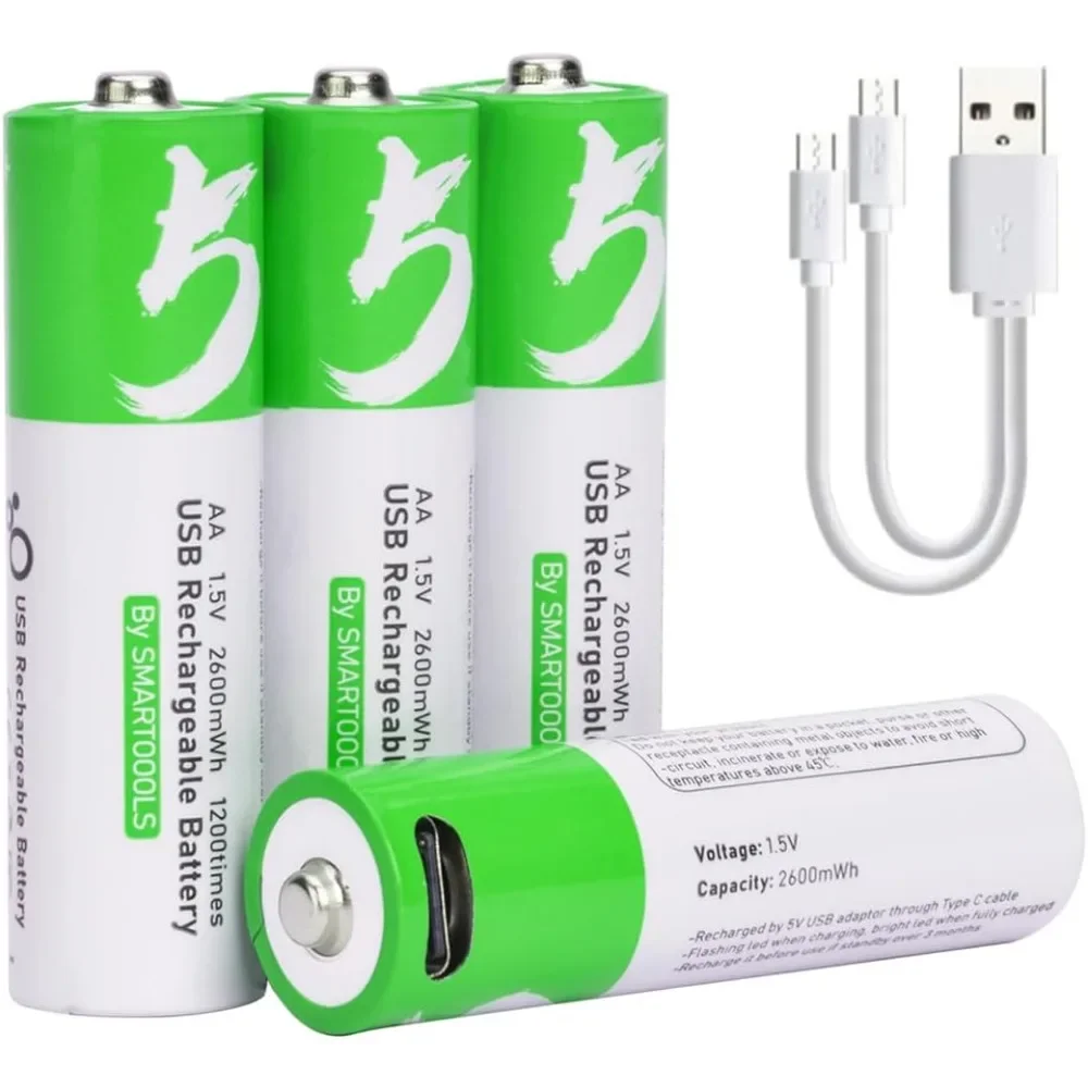 4PCS High Capacity 1.5V AA 2600mWh USB Rechargeable Li-ion Battery for Remote Control Mouse Small Fan Electric Toy Battery+Cable
4PCS High Capacity 1.5V AA 2600mWh USB Rechargeable Li-ion Battery for Remote Control Mouse Small Fan Electric Toy Battery+Cable