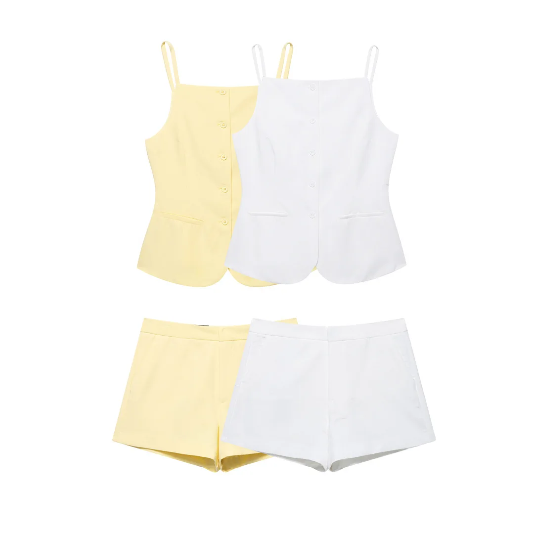 High Waist Shorts Set Women 2 Piece Women's Sleeveless Button Top Bermuda Shorts With Zipper Two Piece Sets Women Outfit
High Waist Shorts Set Women 2 Piece Women's Sleeveless Button Top Bermuda Shorts With Zipper Two Piece Sets Women Outfit