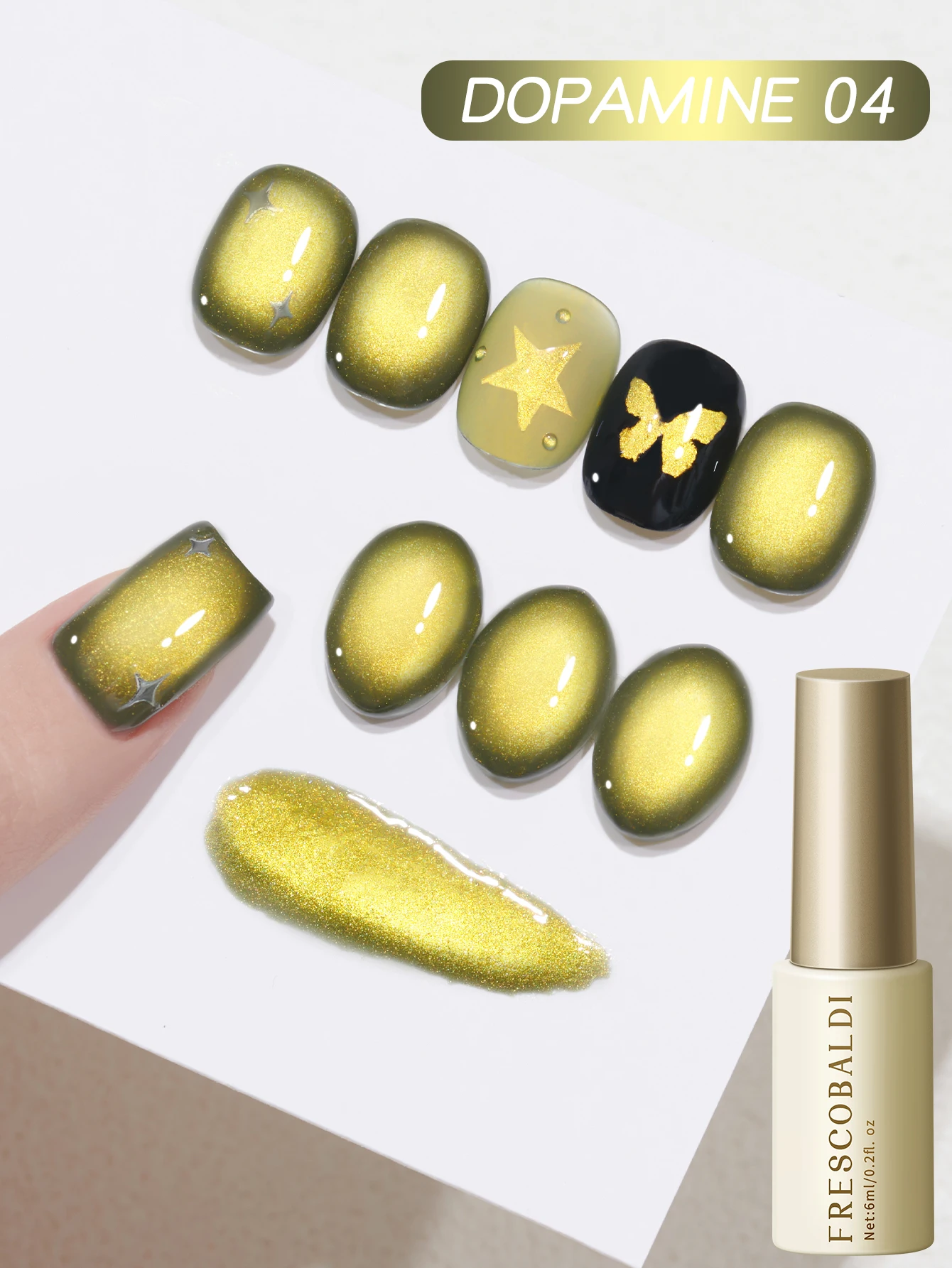 Dopamine Cat Eye 04 — новый продукт для дизайна ногтей, супер яркий зеленый блеск серии Dopamine, универсальный и минималистичный модный кошачий глаз
Dopamine Cat Eye 04 — новый продукт для дизайна ногтей, супер яркий зеленый блеск серии Dopamine, универсальный и минималистичный модный кошачий глаз