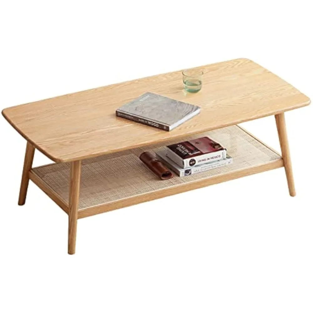 2-Tier 100% Solid Oak Wood Rattan Coffee Table - Coffee Table with Storage Shelf for Living Rooms
2-Tier 100% Solid Oak Wood Rattan Coffee Table - Coffee Table with Storage Shelf for Living Rooms