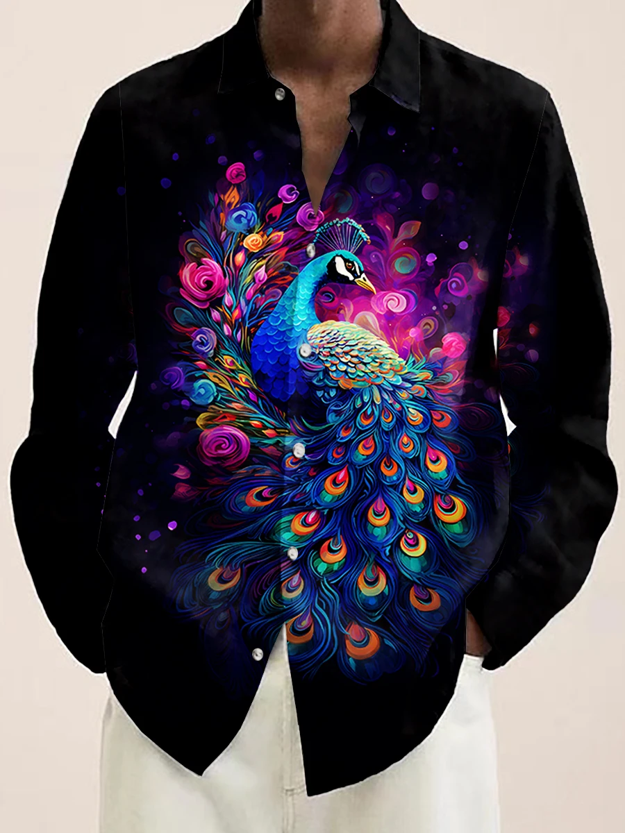 Peacock Feather Print Men Long Sleeve Shirt Hip Hop Trend Lapel Button Top Fashion Luxury Men's Social Shirts Autumn y2k Clothes
Peacock Feather Print Men Long Sleeve Shirt Hip Hop Trend Lapel Button Top Fashion Luxury Men's Social Shirts Autumn y2k Clothes