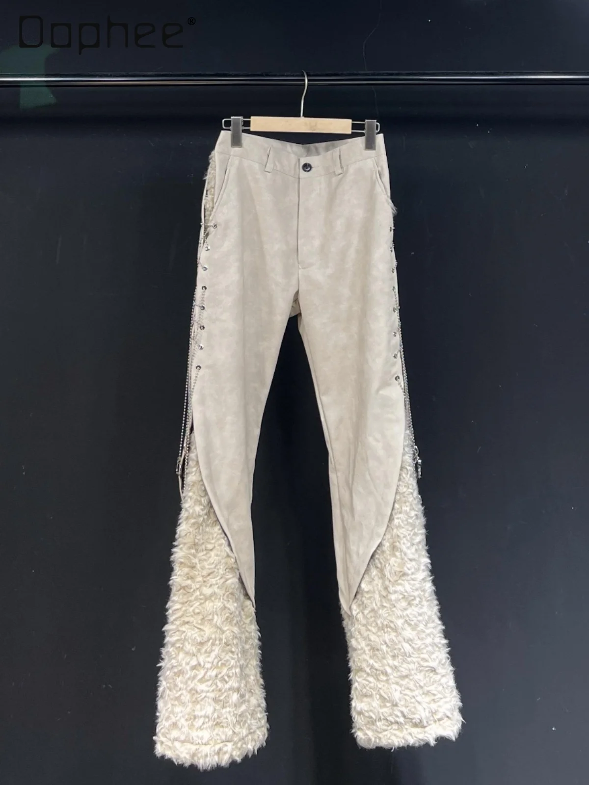 Высококачественные винтажные бежевые меховые брюки из искусственной кожи в стиле пэчворк, осень-зима, новые модные уличные расклешенные широкие повседневные брюки для мужчин и женщин
Высококачественные винтажные бежевые меховые брюки из искусственной кожи в стиле пэчворк, осень-зима, новые модные уличные расклешенные широкие повседневные брюки для мужчин и женщин