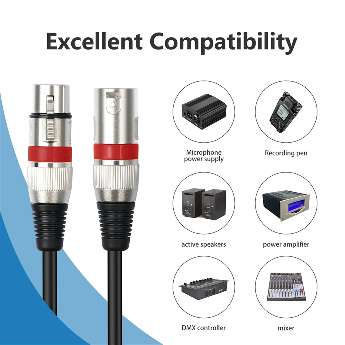 AB54-10PCS DMX512 XLR Cable Male to Female Audio Cable 3 Pin DMX Cable for Microphone Mixer Amplifier
AB54-10PCS DMX512 XLR Cable Male to Female Audio Cable 3 Pin DMX Cable for Microphone Mixer Amplifier