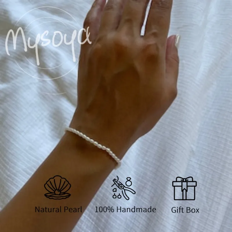 MYSOYA White Rice-shaped Freshwater Pearl Bracelet 4-5mm With Gift Box For Her/Him Birthday/Wedding/Christmas/New Year Gifts
MYSOYA White Rice-shaped Freshwater Pearl Bracelet 4-5mm With Gift Box For Her/Him Birthday/Wedding/Christmas/New Year Gifts