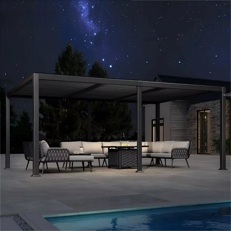 Canopy Gazebo Waterproof Aluminum Roof High Customization Relaxing Ambient LED Lighting Setup
Canopy Gazebo Waterproof Aluminum Roof High Customization Relaxing Ambient LED Lighting Setup
