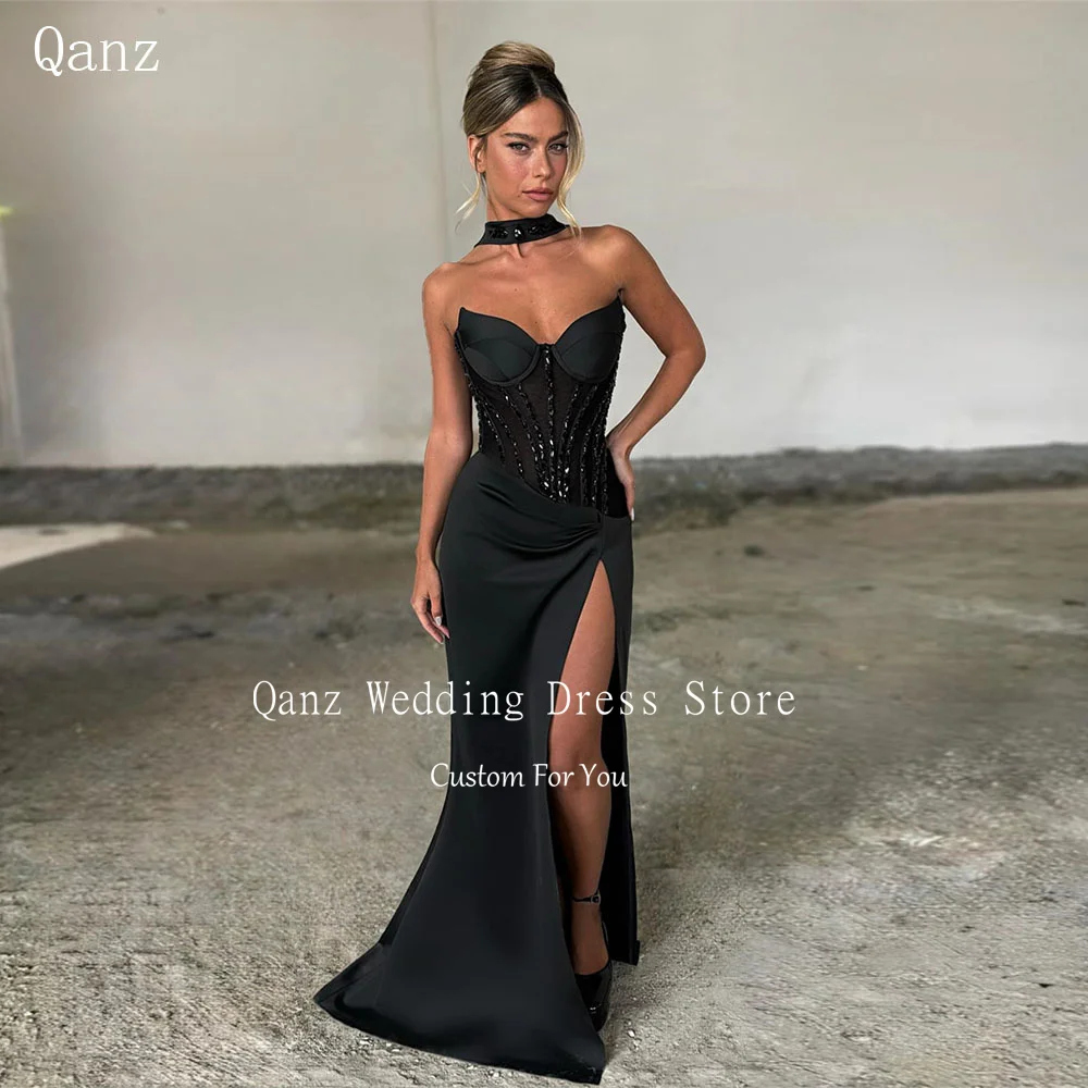 Qanz Роскошные черные вечерние платья Милая атласная русалка Vestidos Para Mujer с высоким разрезом Дубай Вечернее платье для выпускного вечера по индивидуальному заказу
Qanz Роскошные черные вечерние платья Милая атласная русалка Vestidos Para Mujer с высоким разрезом Дубай Вечернее платье для выпускного вечера по индивидуальному заказу