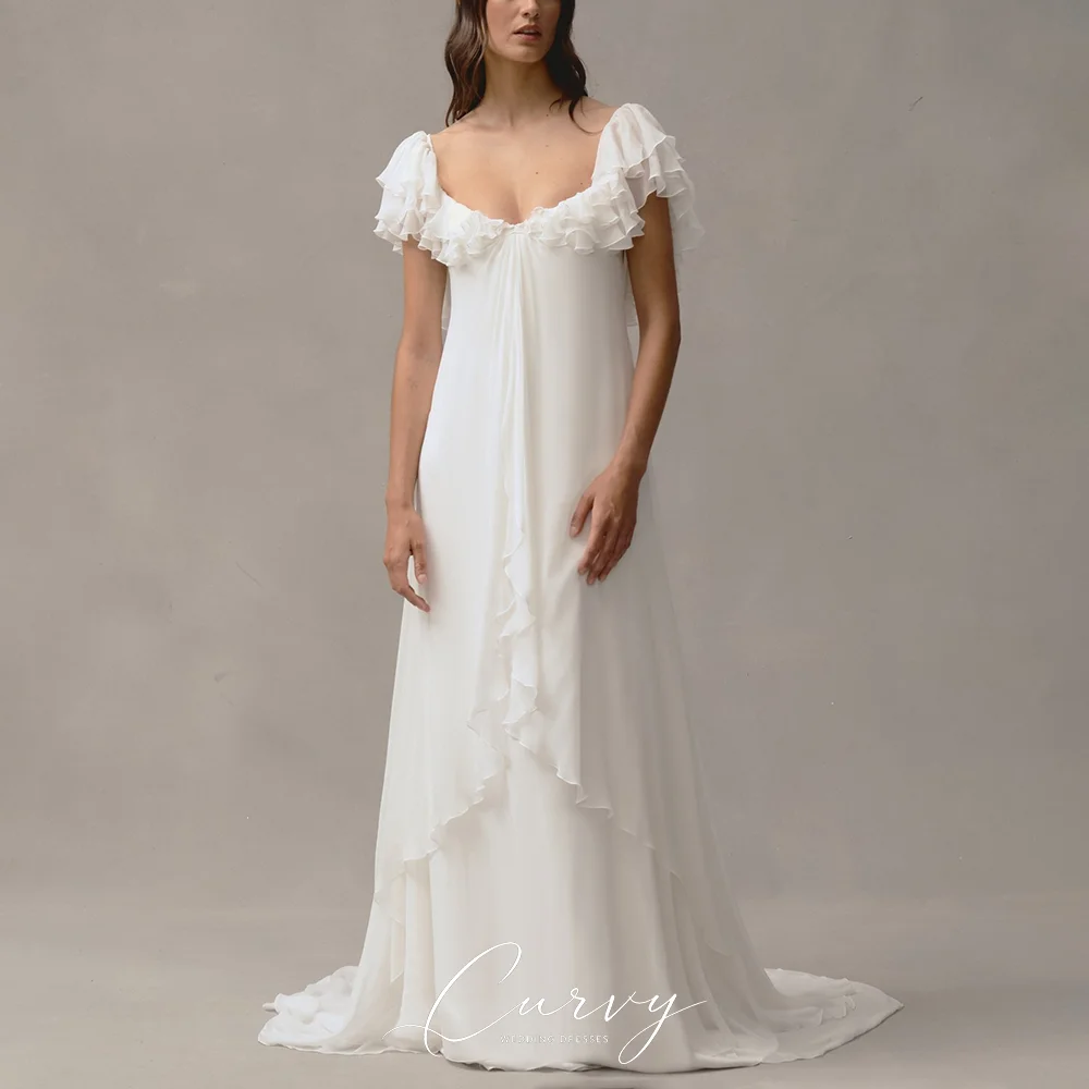 Curvy Fresh Whimsical Off Shoulder Chiffon A Line Bridal Dress for Women Vestido de Novia Cascading Ruffle Details Customized
Curvy Fresh Whimsical Off Shoulder Chiffon A Line Bridal Dress for Women Vestido de Novia Cascading Ruffle Details Customized