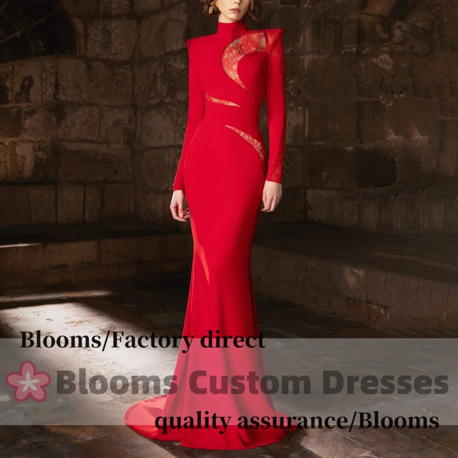 Customized High Collar Red Long Sleeves Lace Patchwork Evening Dresses For Formal Occasion Mermaid Elegant Prom Dress Party Gown
Customized High Collar Red Long Sleeves Lace Patchwork Evening Dresses For Formal Occasion Mermaid Elegant Prom Dress Party Gown