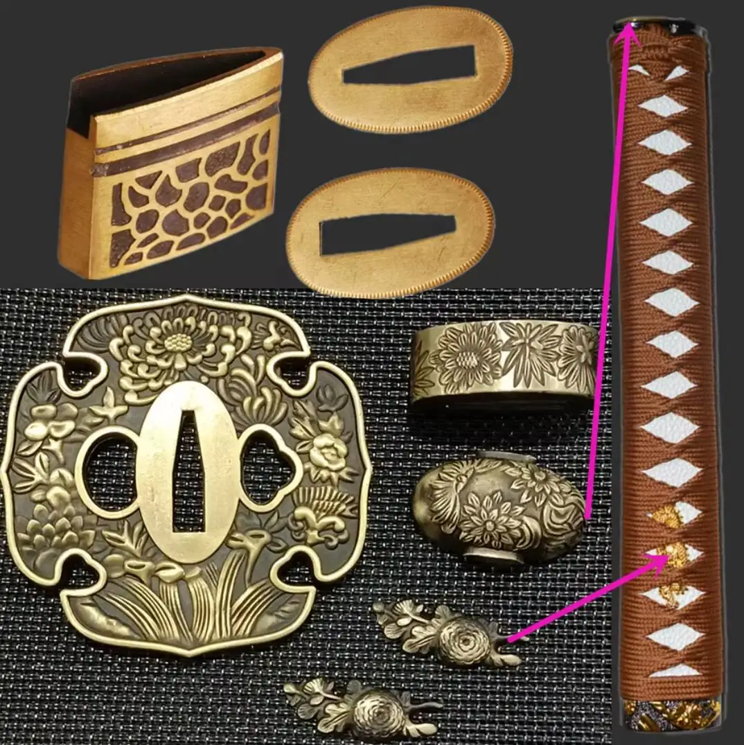 Chrysanthemum Theme Set Brass Japanese Katana/Wakizashi/Tanto Sword 26cm Handle Fittings Tsuba+Menuki+Fuchi+Kashira+Habaki+Seppa
Chrysanthemum Theme Set Brass Japanese Katana/Wakizashi/Tanto Sword 26cm Handle Fittings Tsuba+Menuki+Fuchi+Kashira+Habaki+Seppa