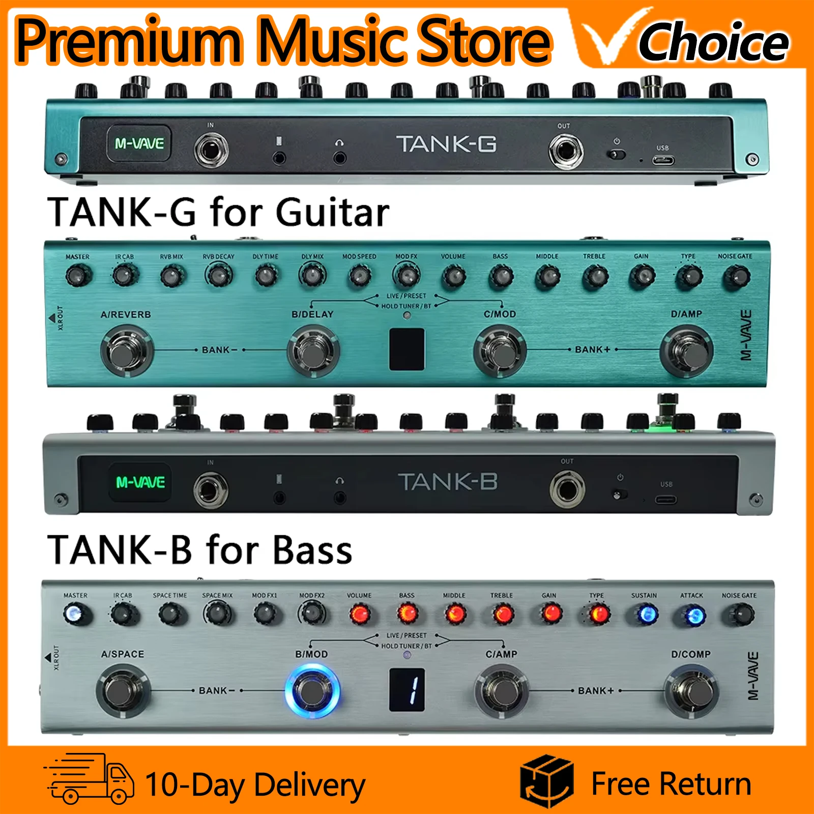 M-VAVE Multi-Effects Pedal Tank-G Tank-B Rechargeable 36 Presets 9 Preamp Slots 8 IR Cab Slots 3 Modulation/Delay/Reverb Effects
M-VAVE Multi-Effects Pedal Tank-G Tank-B Rechargeable 36 Presets 9 Preamp Slots 8 IR Cab Slots 3 Modulation/Delay/Reverb Effects