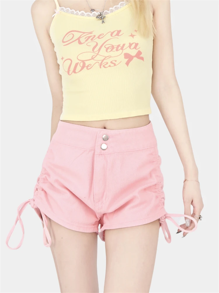 Women's Double Button Side Drawstring Pink Casual Shorts Summer New Super Hot Girl Street Casual Female Hip Wrap Mini Shorts
Women's Double Button Side Drawstring Pink Casual Shorts Summer New Super Hot Girl Street Casual Female Hip Wrap Mini Shorts