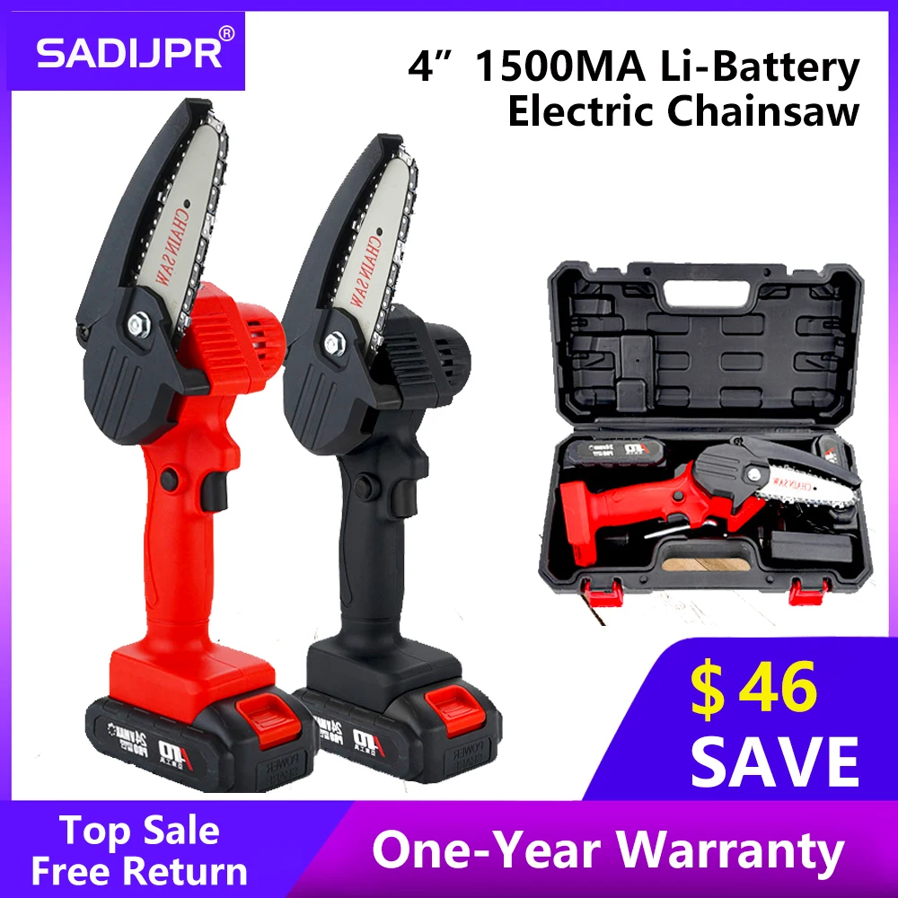 SADIJPR Lithium Electric Chain Saw 4 inch Electric Mini Saw Home Use Rechargeable Power Pruning Saw One-handed Lithium Chainsaw
SADIJPR Lithium Electric Chain Saw 4 inch Electric Mini Saw Home Use Rechargeable Power Pruning Saw One-handed Lithium Chainsaw