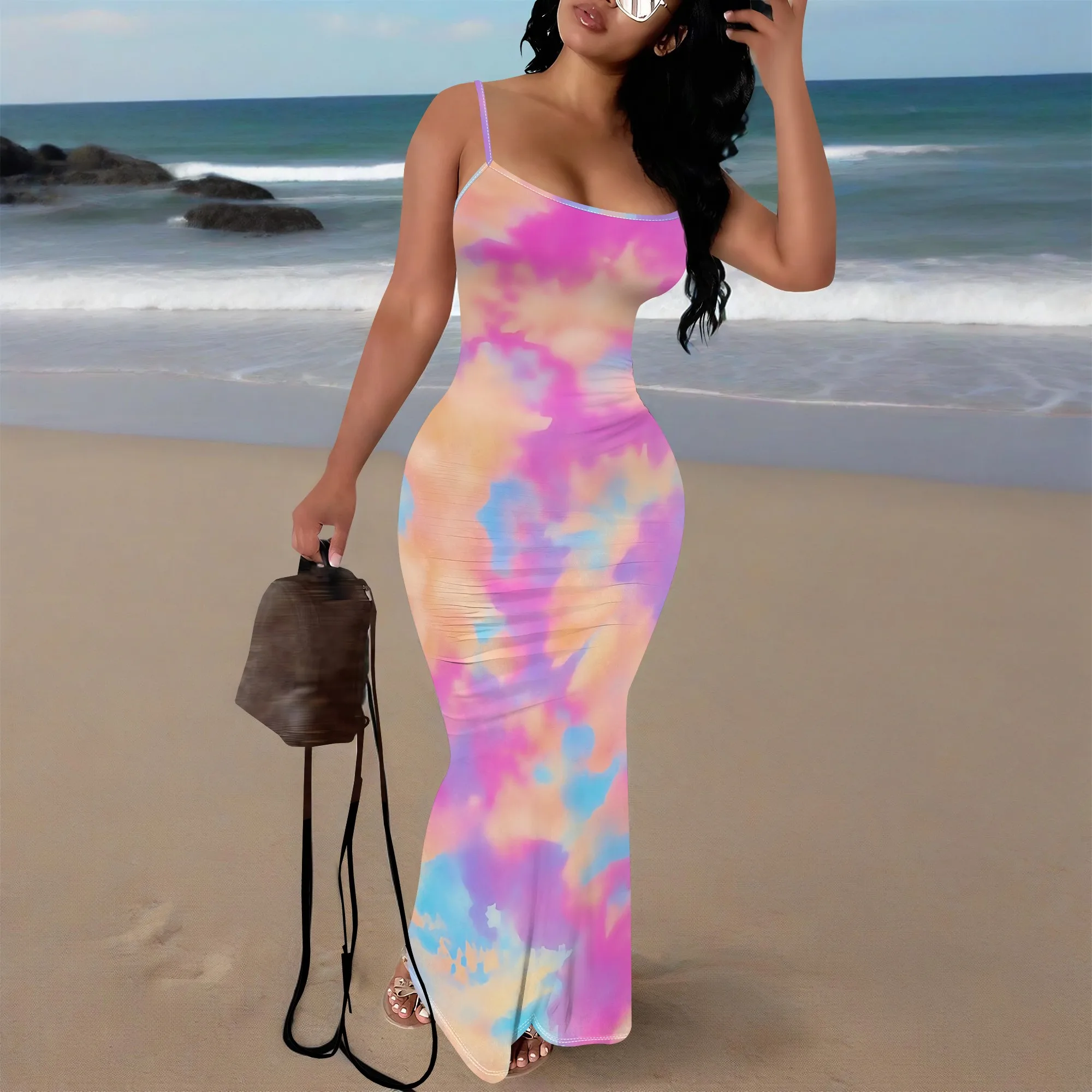 Pastel Tie-Dye Maxi Dress XS-3XL Spaghetti Strap Bodycon Style for Summer Party, Beach Vacation or Casual Look
Pastel Tie-Dye Maxi Dress XS-3XL Spaghetti Strap Bodycon Style for Summer Party, Beach Vacation or Casual Look